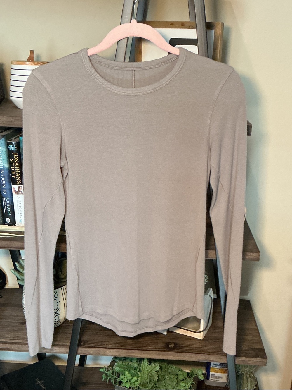 lululemon athletica ribbed Long Sleeve Crewneck Top in Taupe